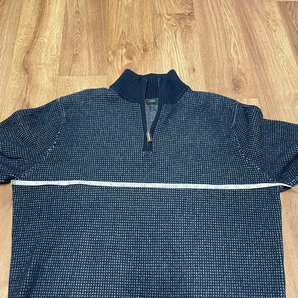 J.Crew Mens 100% Lambswool Quarter Zip Pullover Sweater Blue Size XL Warm